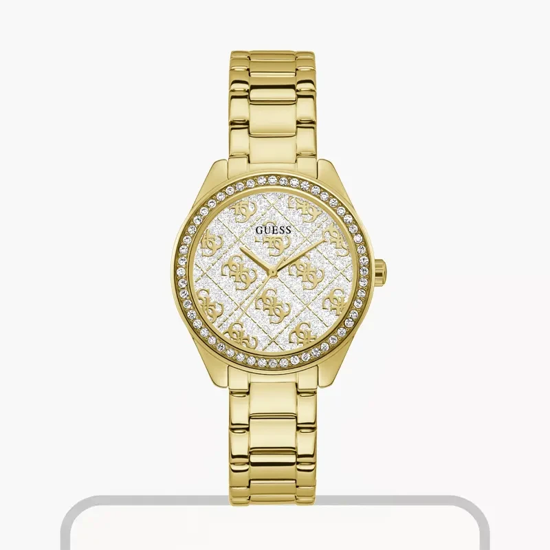 Guess Sugar White Dial Mineral Len's Crystal Ladies Watch- GW0001L2